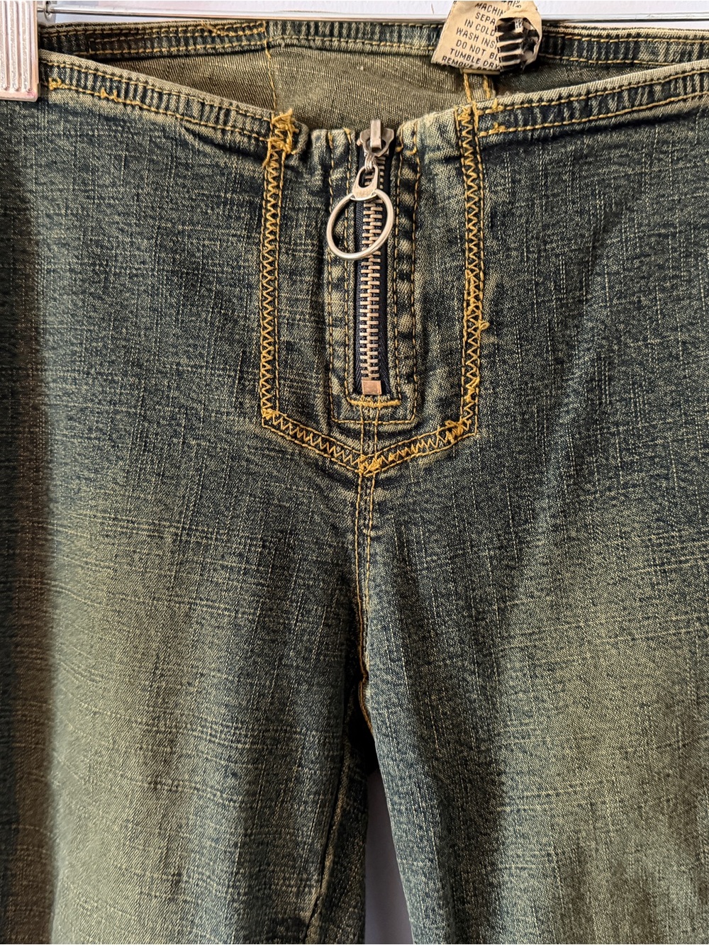 Z. Cavaricci Low-rise Embroidered Flare Jeans with Sepia Finish - Picture 2 of 6